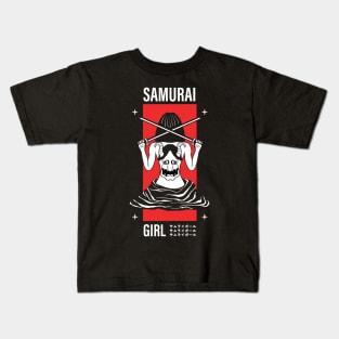 Samurai Girl Japanese Design Kids T-Shirt